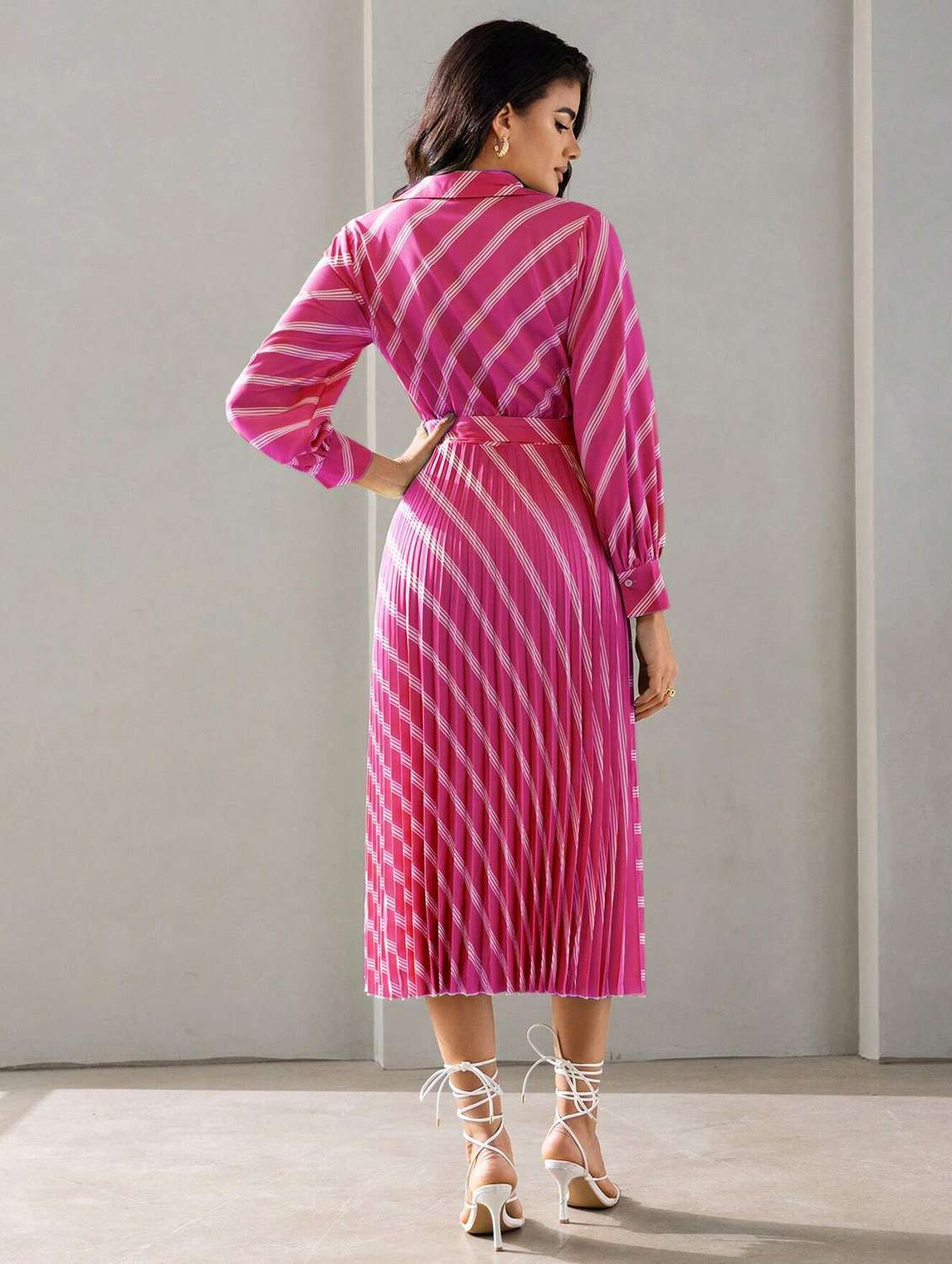 women stripes wrap dress - 21290813 - Standard Image - 2