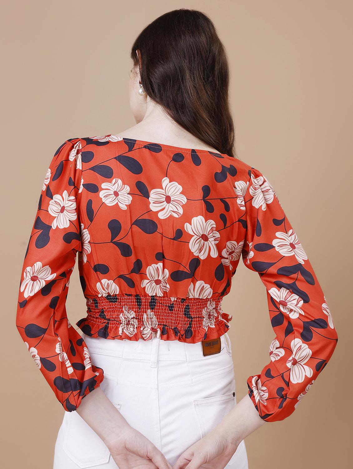 orange polyester crop top - 21290941 - Standard Image - 2