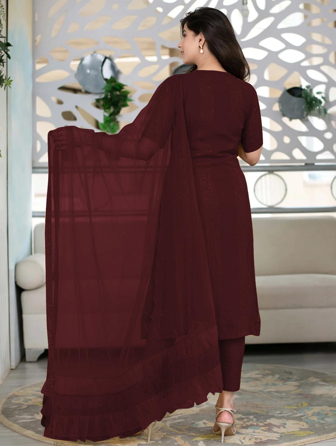 brown kurta dupatta set - 21291016 - Standard Image - 2