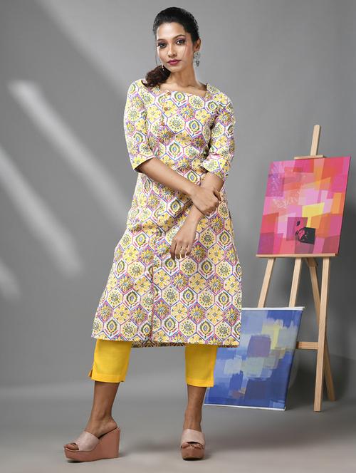 women three quarter sleeve straight kurta - 21291344 - Standard Image - 0