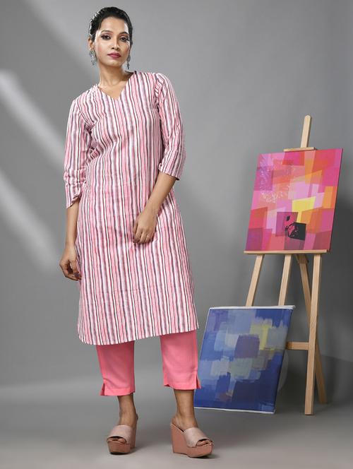 women three quarter sleeve straight kurta - 21291354 -  Standard Image - 0