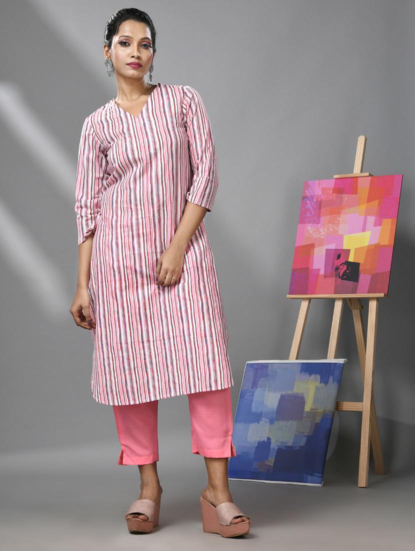 women three quarter sleeve straight kurta - 21291354 -  Zoom Image - 0