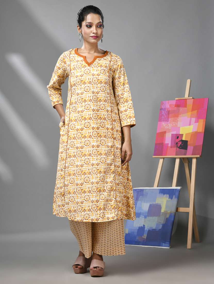 women three quarter sleeve a-line kurta