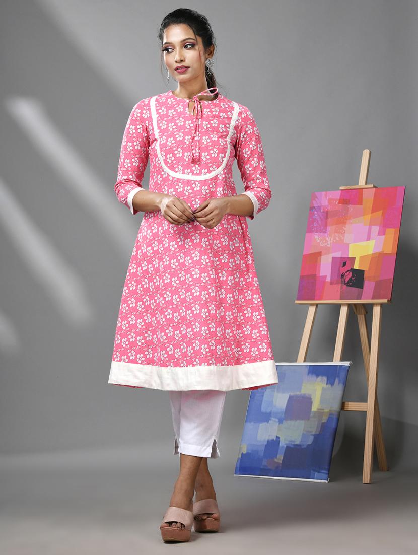 women three quarter sleeve a-line kurta - 21291366 - Zoom Image - 0