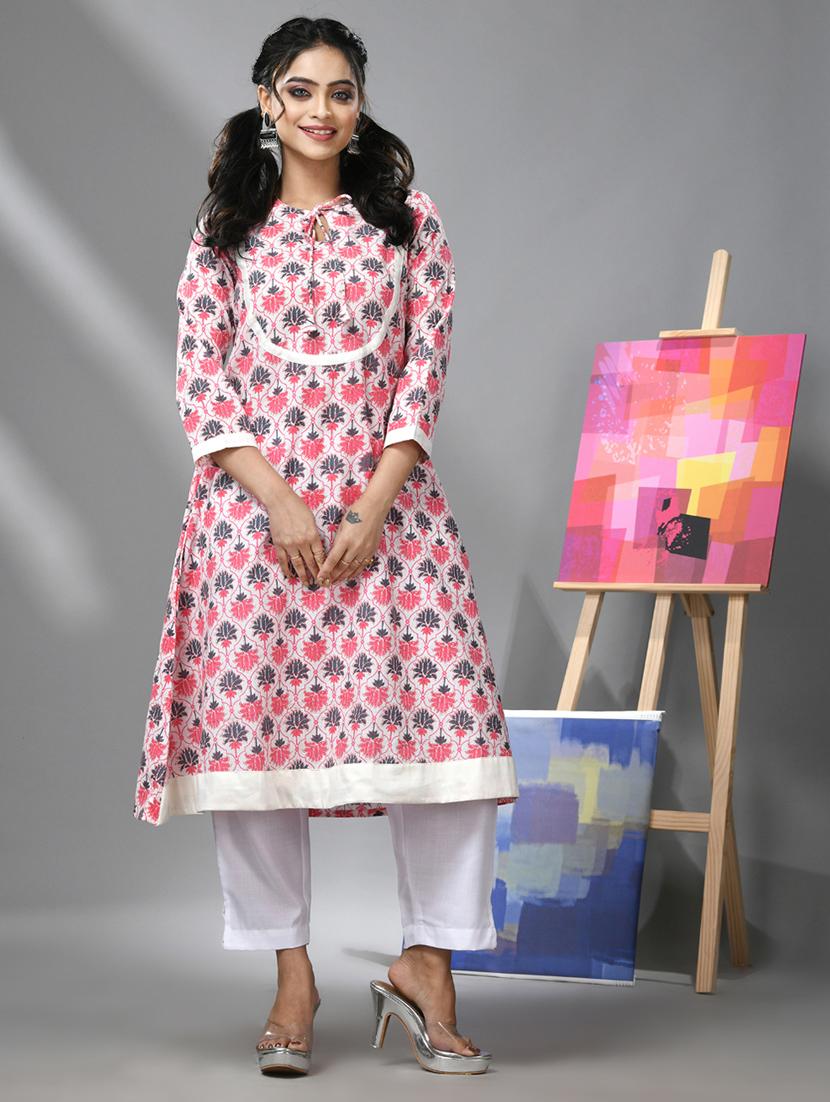 women three quarter sleeve a-line kurta - 21291367 -  Zoom Image - 0
