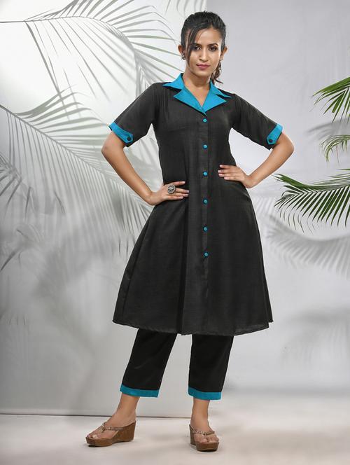 women three quarter sleeve a-line kurta - 21291383 -  Standard Image - 0
