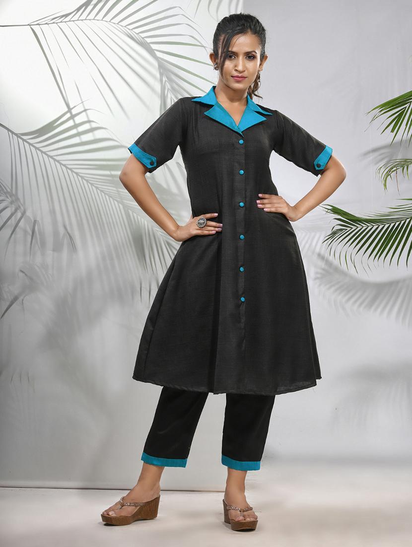 women three quarter sleeve a-line kurta - 21291383 -  Zoom Image - 0