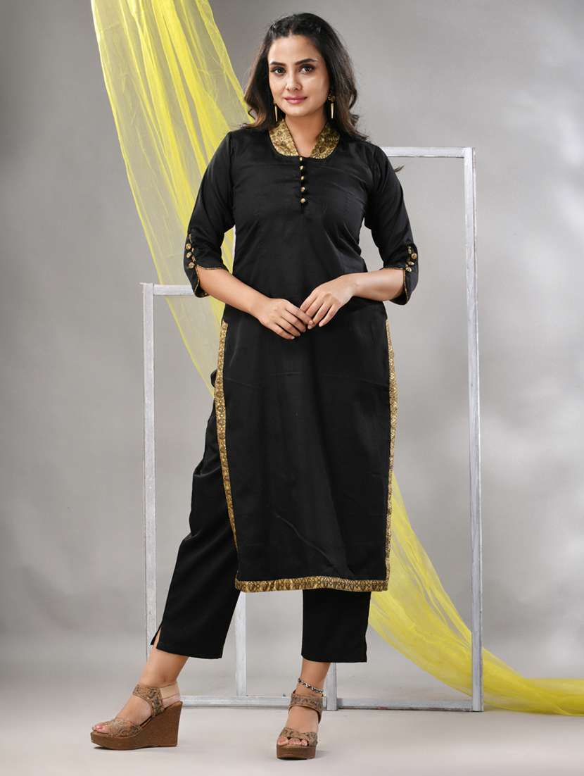 women three quarter sleeve straight kurta