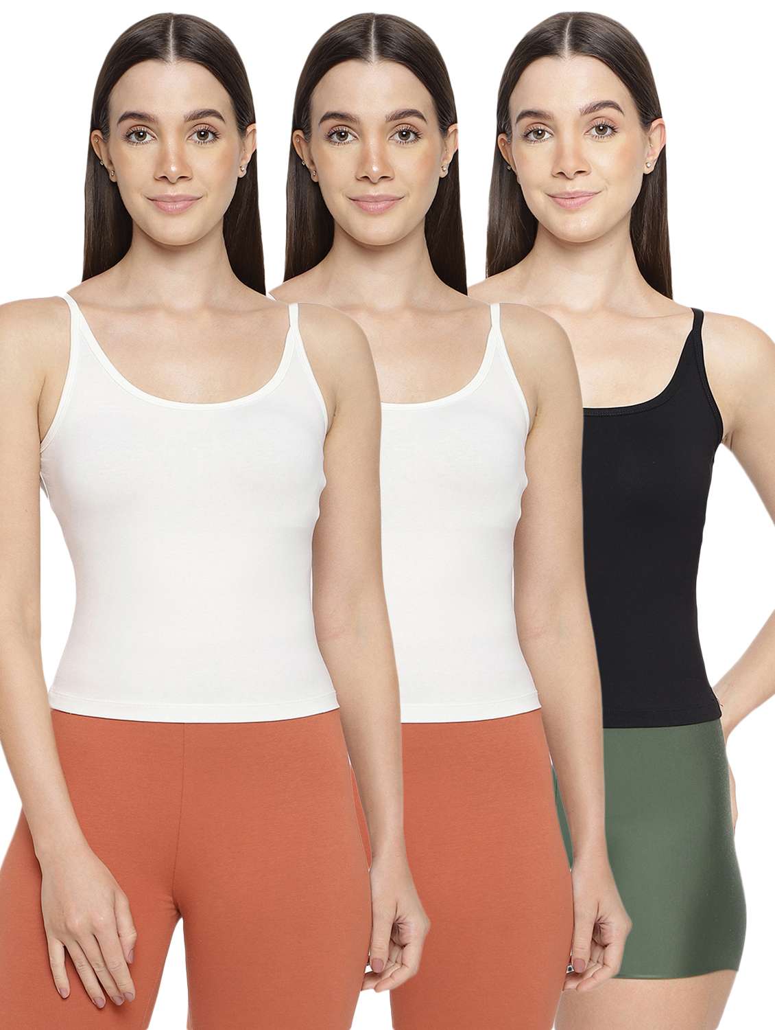 women pack of 3 solid camisoles