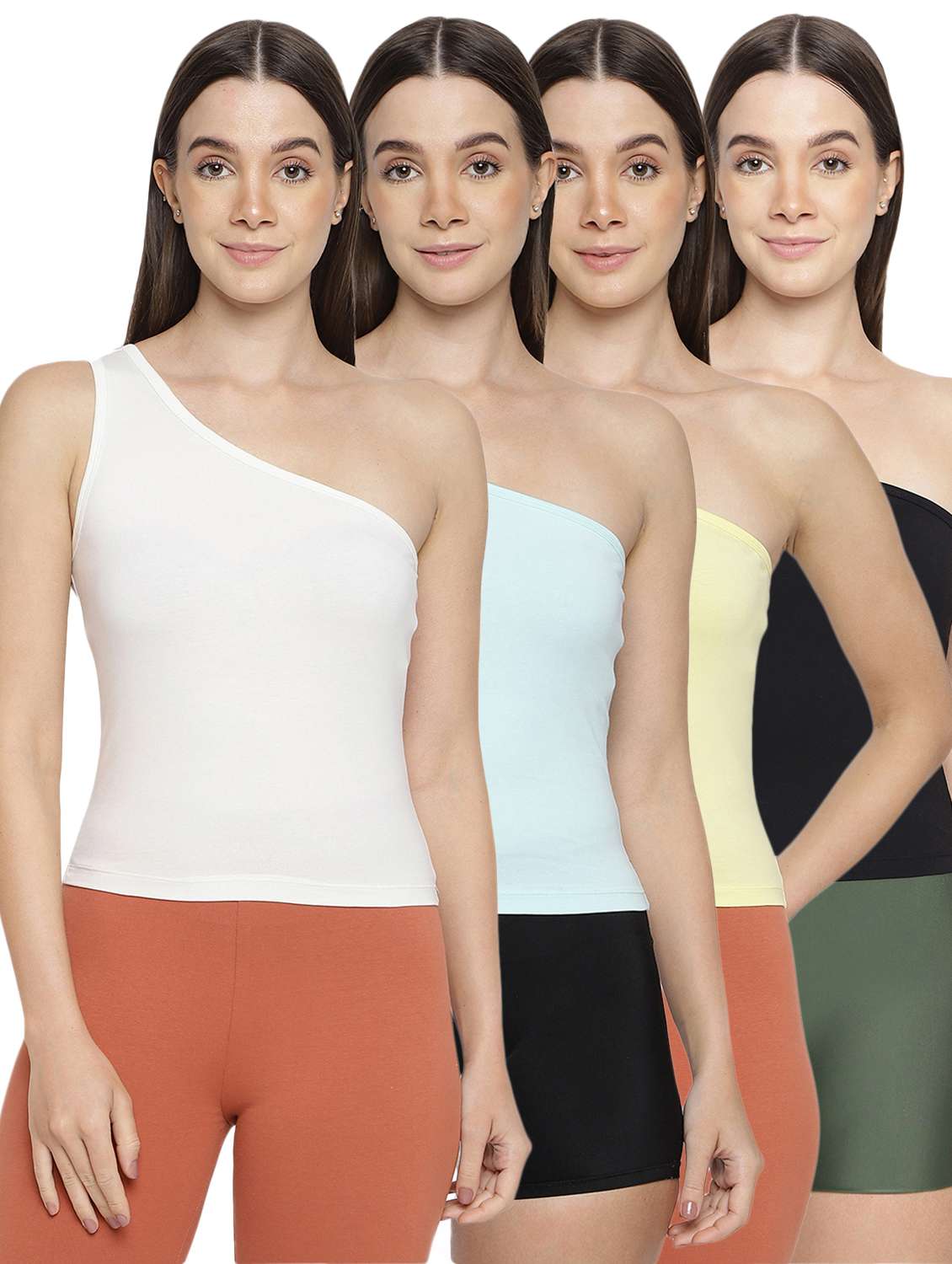 women pack of 4 solid camisoles