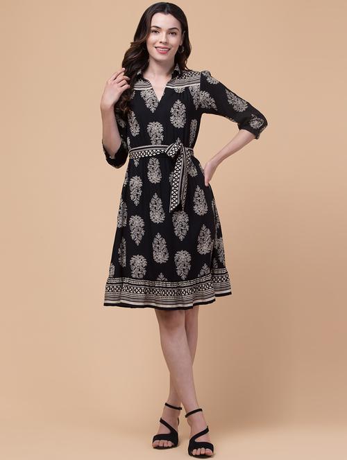 black rayon a-line dress - 21291747 -  Standard Image - 0