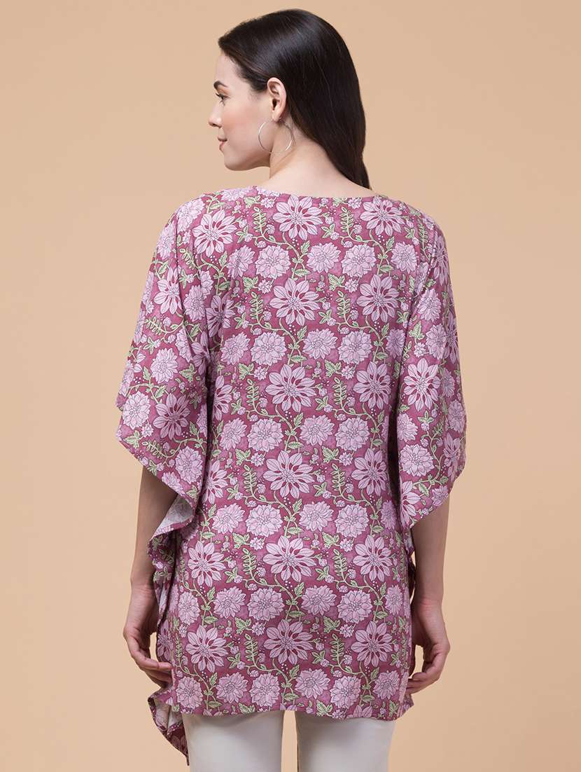 purple rayon printed kaftan - 21291749 -  Standard Image - 2