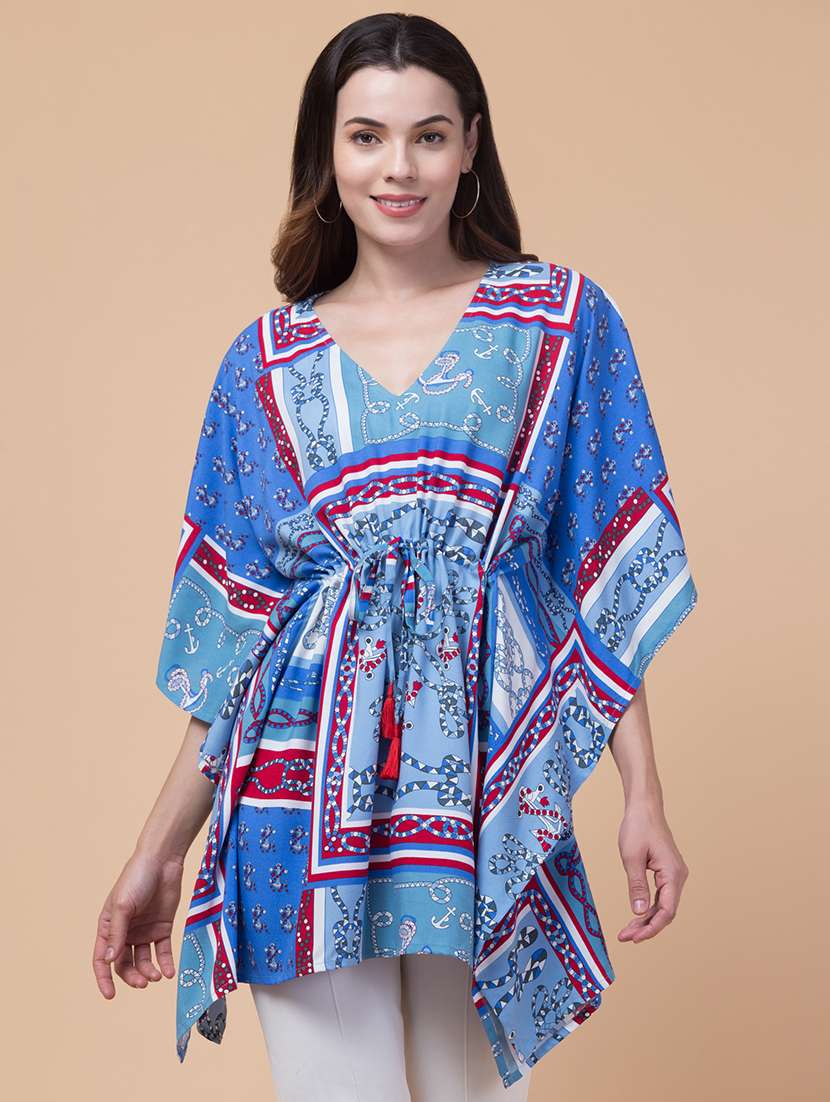 blue rayon printed kaftan
