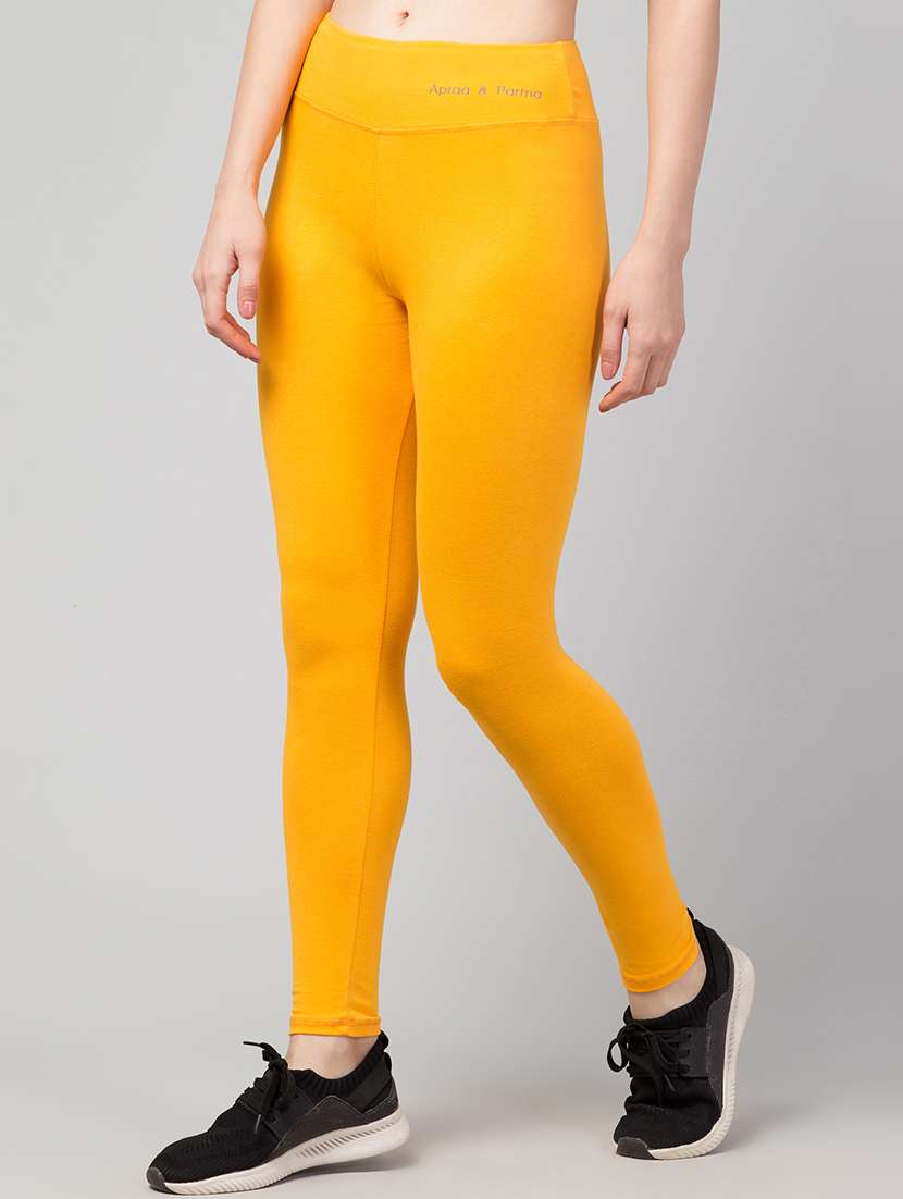 yellow cotton blend regular yoga pant - 21292033 - Standard Image - 2