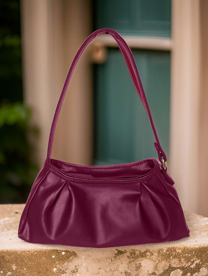 maroon leatherette handbag