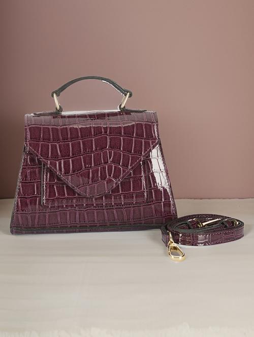maroon leatherette sling bag - 21292121 - Standard Image - 0