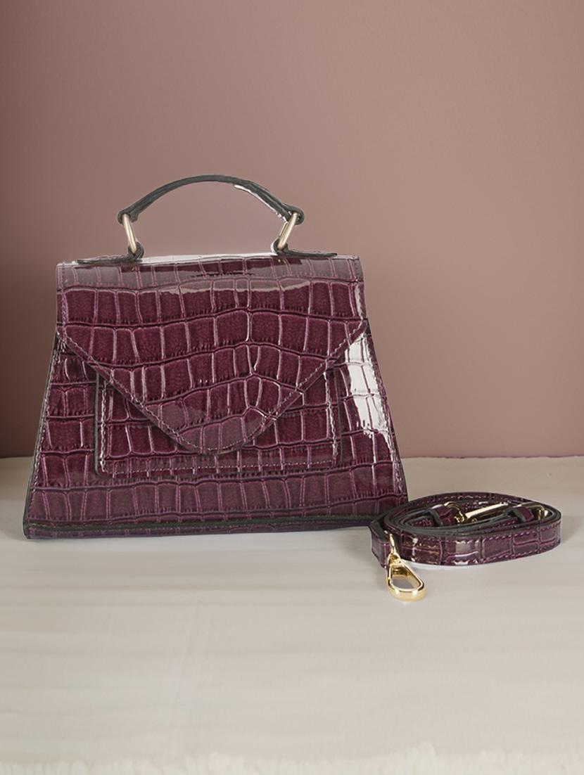 maroon leatherette sling bag - 21292121 - Zoom Image - 0