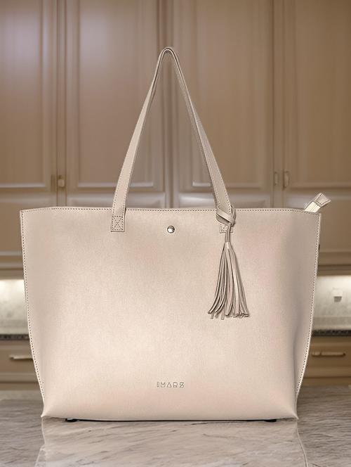 beige leatherette regular tote - 21292139 - Standard Image - 0