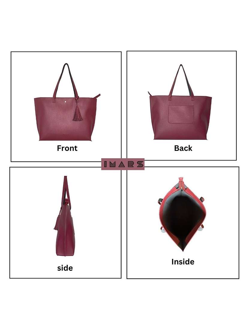 maroon leatherette regular tote - 21292140 -  Standard Image - 2