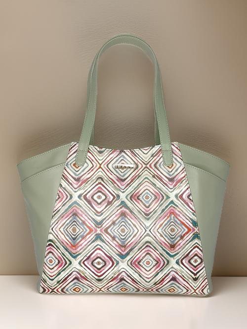 green leatherette regular tote bag - 21292151 - Standard Image - 0