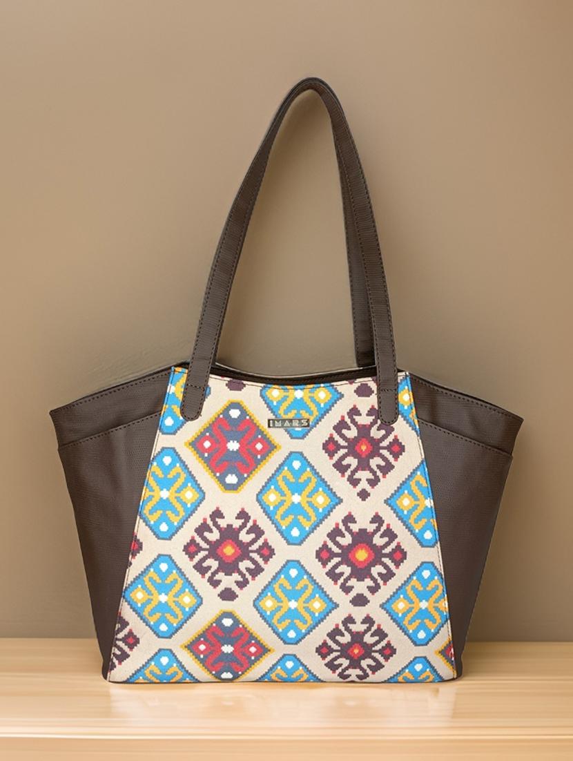 brown leatherette regular tote bag