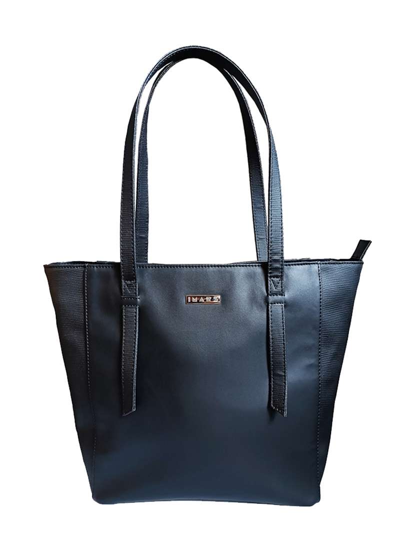 black leatherette regular tote bag