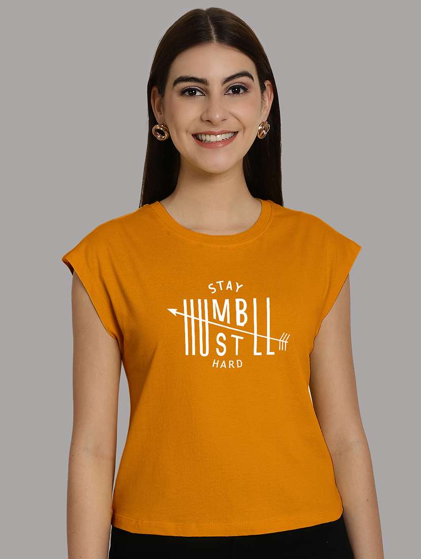 women vprinted round neck crop top - 21292466 -  Zoom Image - 0