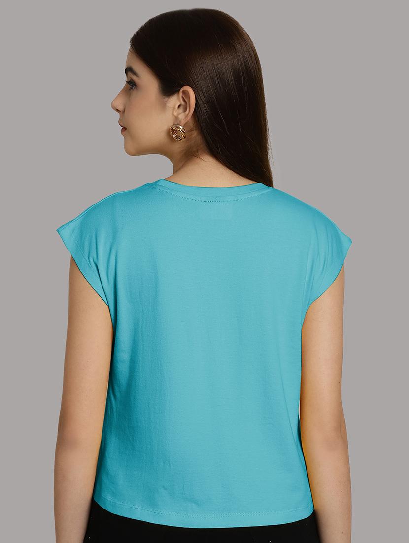 women printed round neck crop top - 21292468 - Standard Image - 2