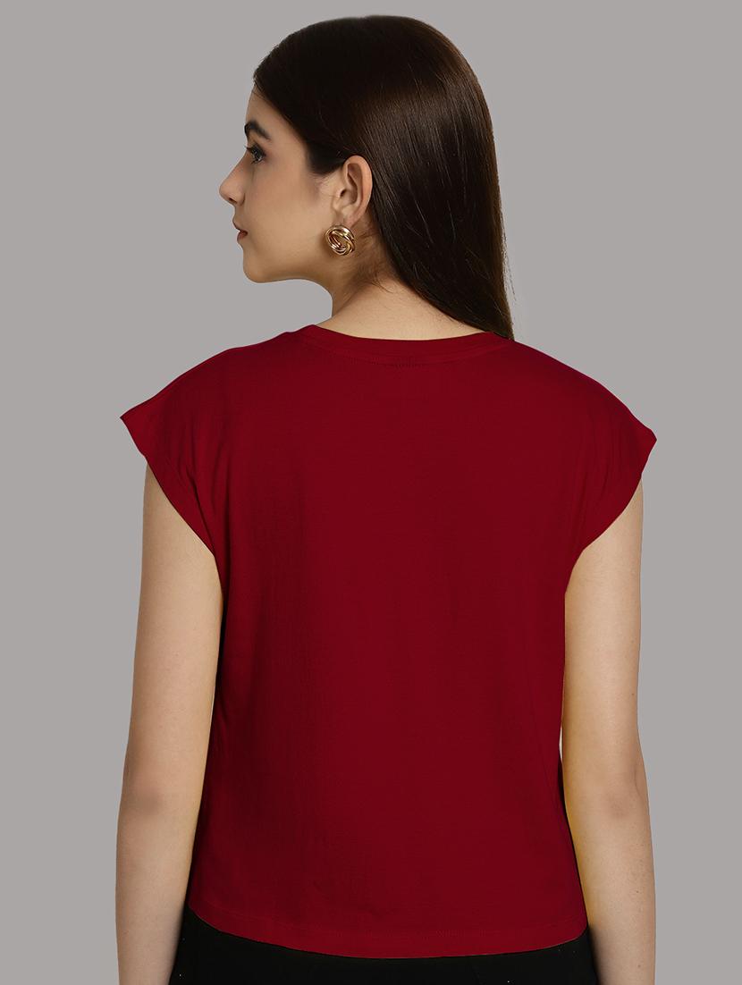 women printed round neck crop top - 21292471 - Standard Image - 2