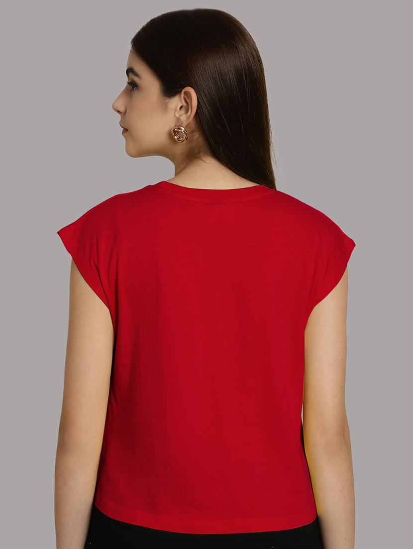 women printed round neck crop top - 21292474 - Standard Image - 2