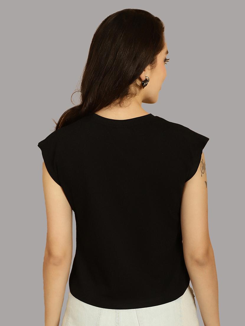 women printed round neck crop top - 21292475 - Standard Image - 2