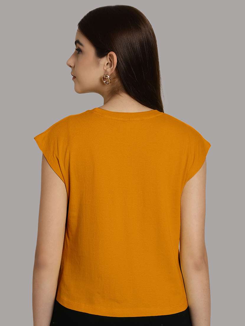 women printed round neck crop top - 21292478 - Standard Image - 2