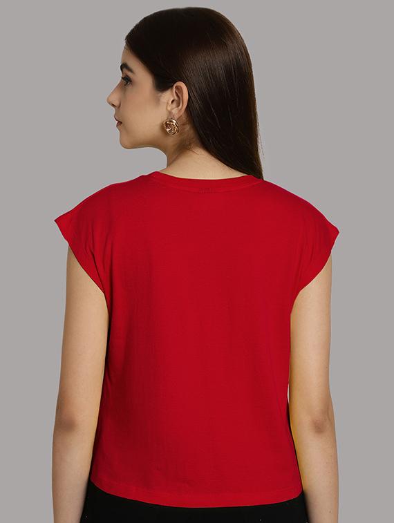 women printed round neck crop top - 21292484 - Standard Image - 2