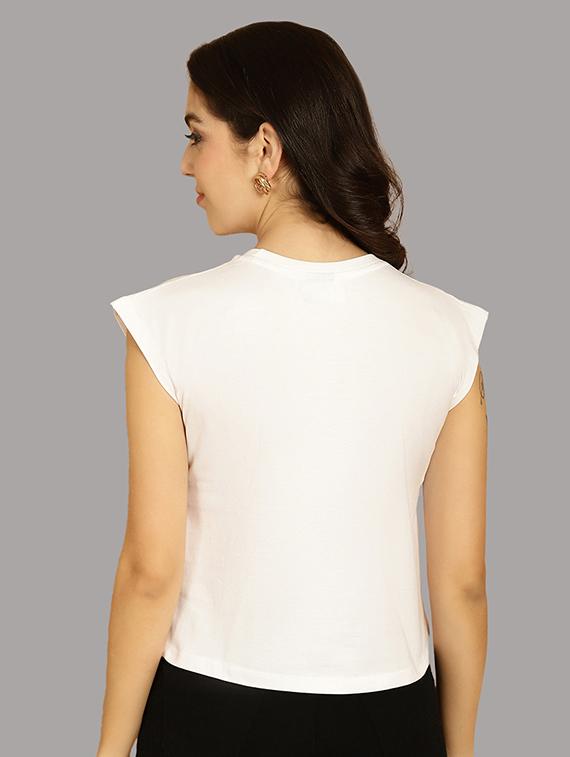 women printed round neck crop top - 21292485 - Standard Image - 2