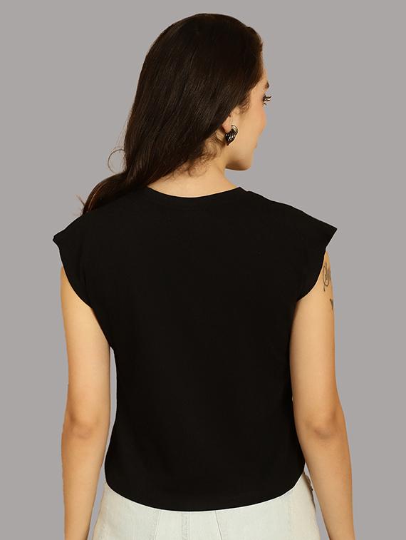 women printed round neck crop top - 21292496 - Standard Image - 2