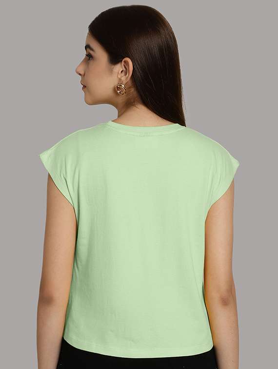 women printed round neck crop top - 21292497 - Standard Image - 2