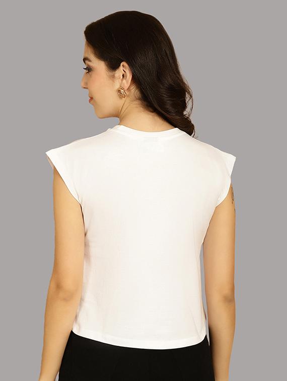 women printed round neck crop top - 21292503 - Standard Image - 2