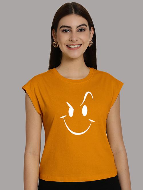 women printed round neck crop top - 21292506 - Standard Image - 0