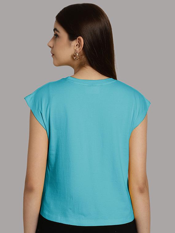 women printed round neck crop top - 21292520 - Standard Image - 2
