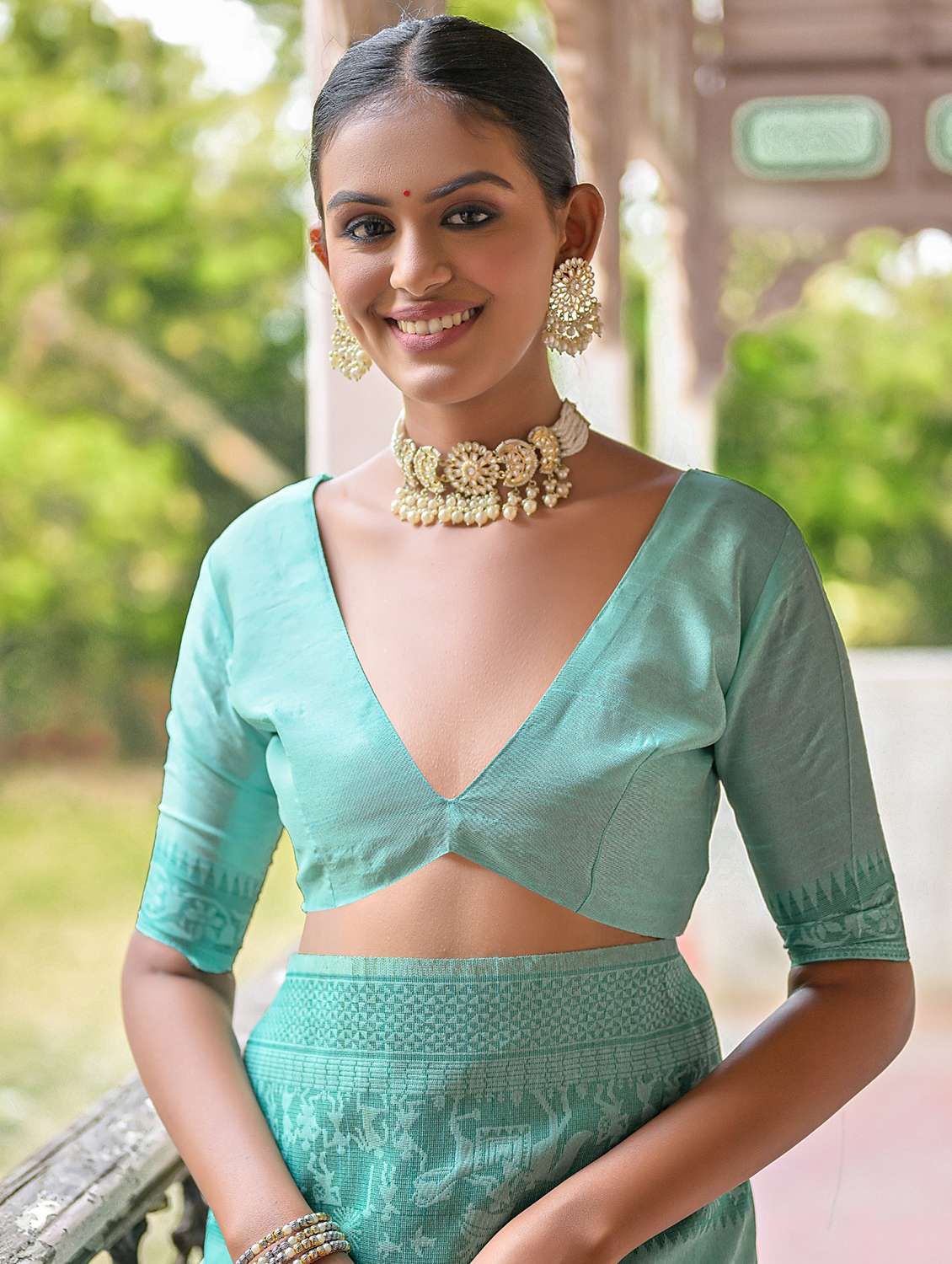 women sea green bhagalpuri saree - 21294665 - Standard Image - 2