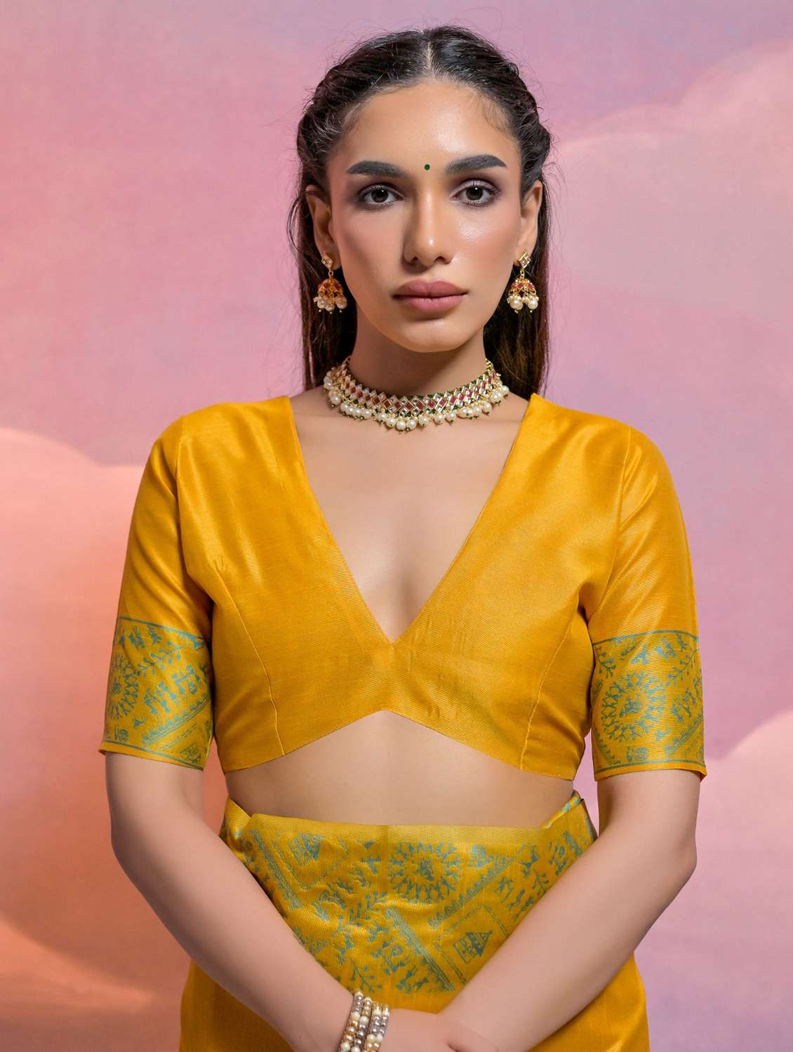women yellow bhagalpuri saree with blouse - 21294683 - Standard Image - 2