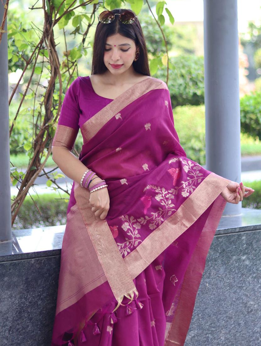 women purple mysore silk saree with blouse - 21294714 - Standard Image - 2
