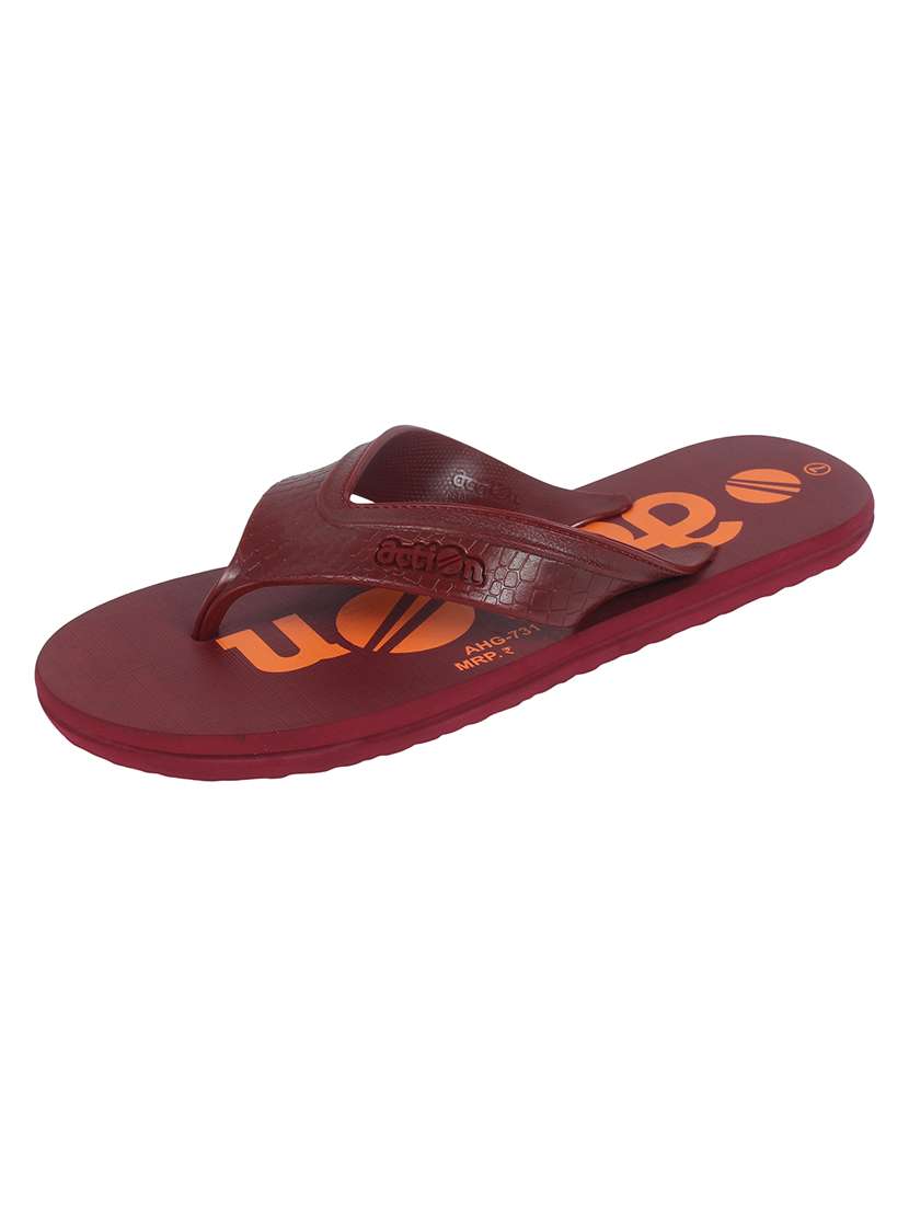 men maroon slip on slipper