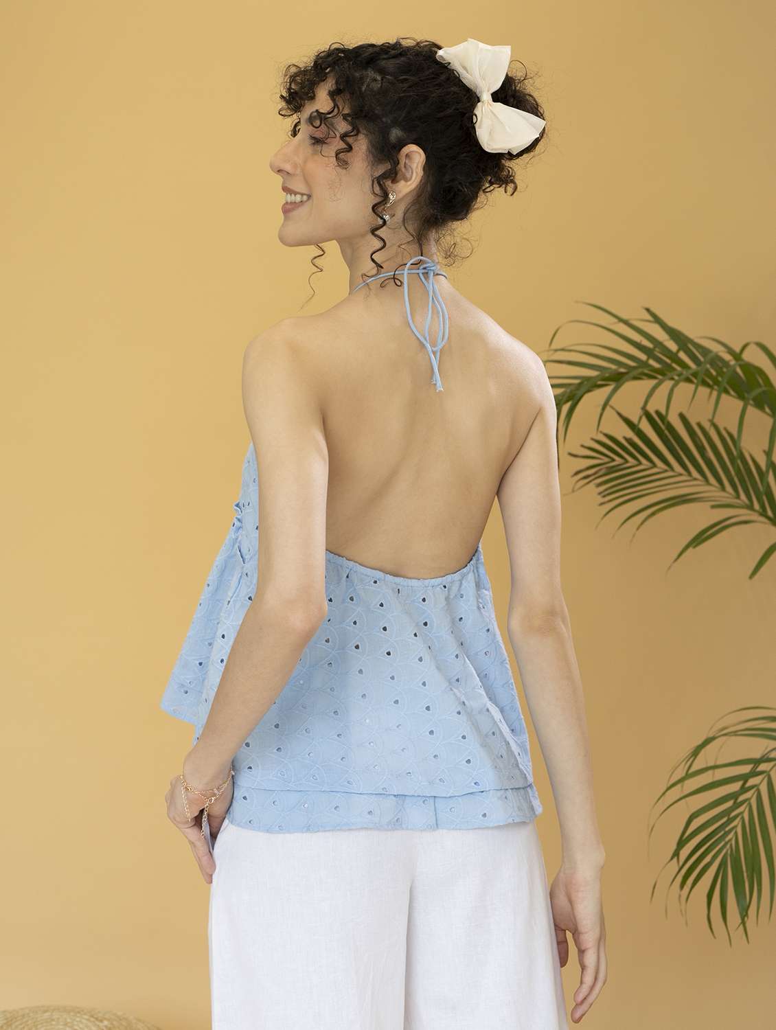 women halter neck backless peplum top - 21295246 -  Standard Image - 2