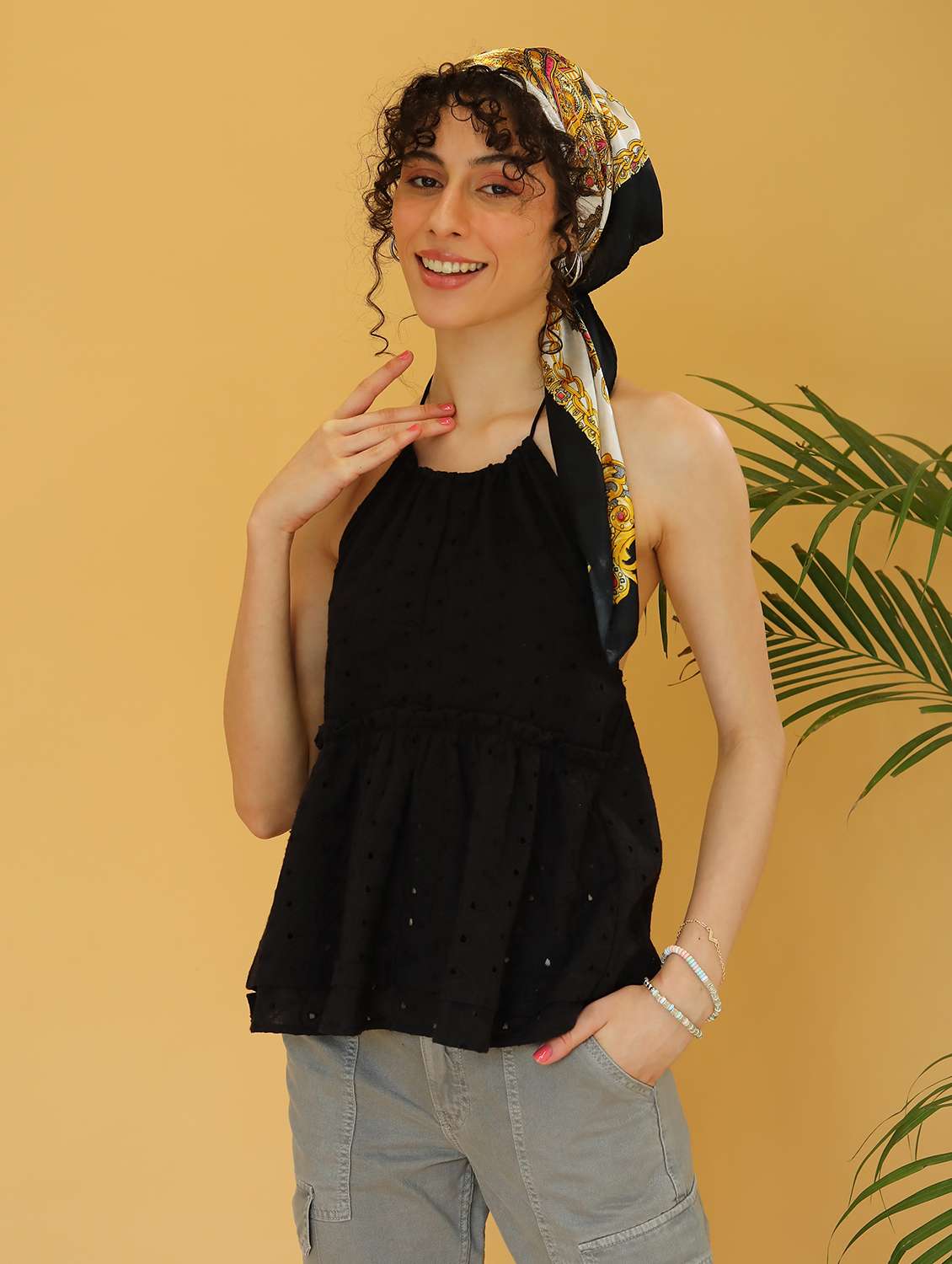 women halter neck backless peplum top - 21295247 -  Standard Image - 2