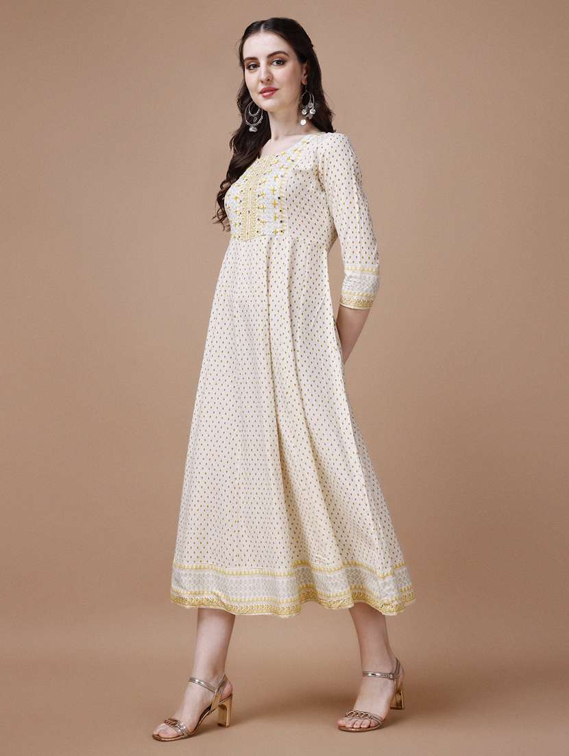 cream viscose anarkali ethnic dress - 21295456 - Standard Image - 2