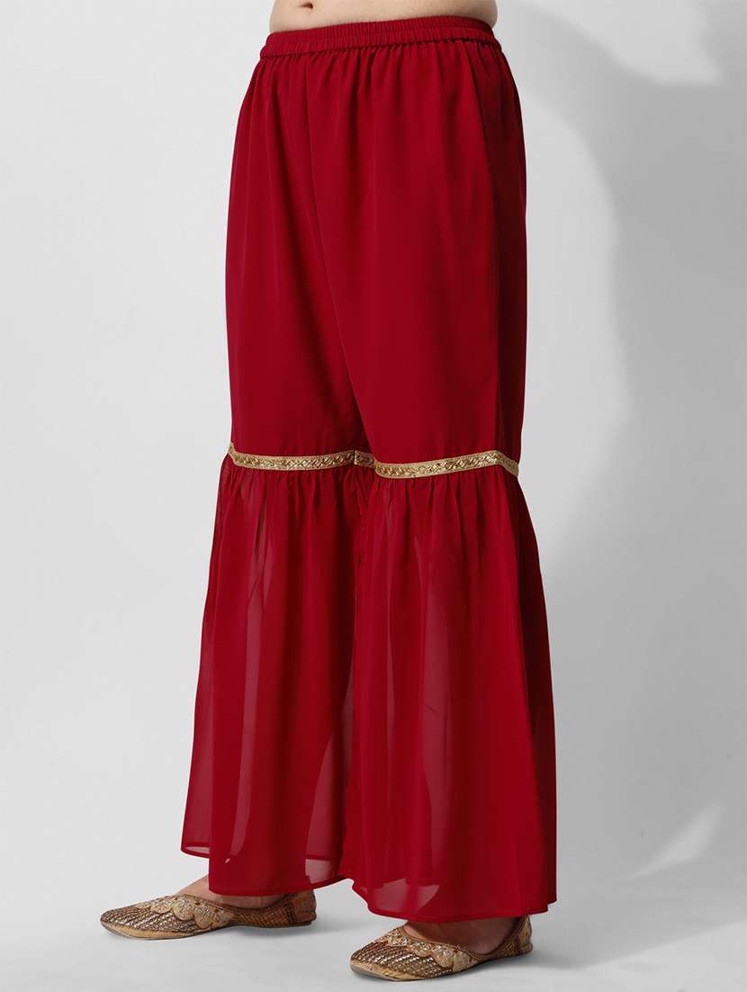 red self design kurta & sharara set - 21295658 -  Standard Image - 2