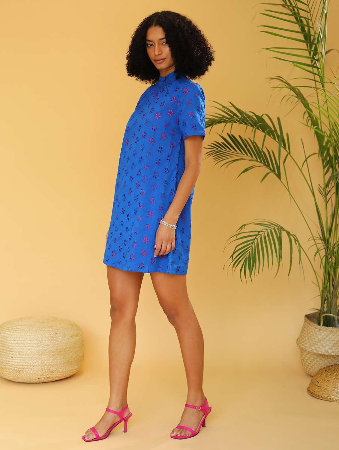 women blue schiffli a-line dress - 21295820 -  Standard Image - 2