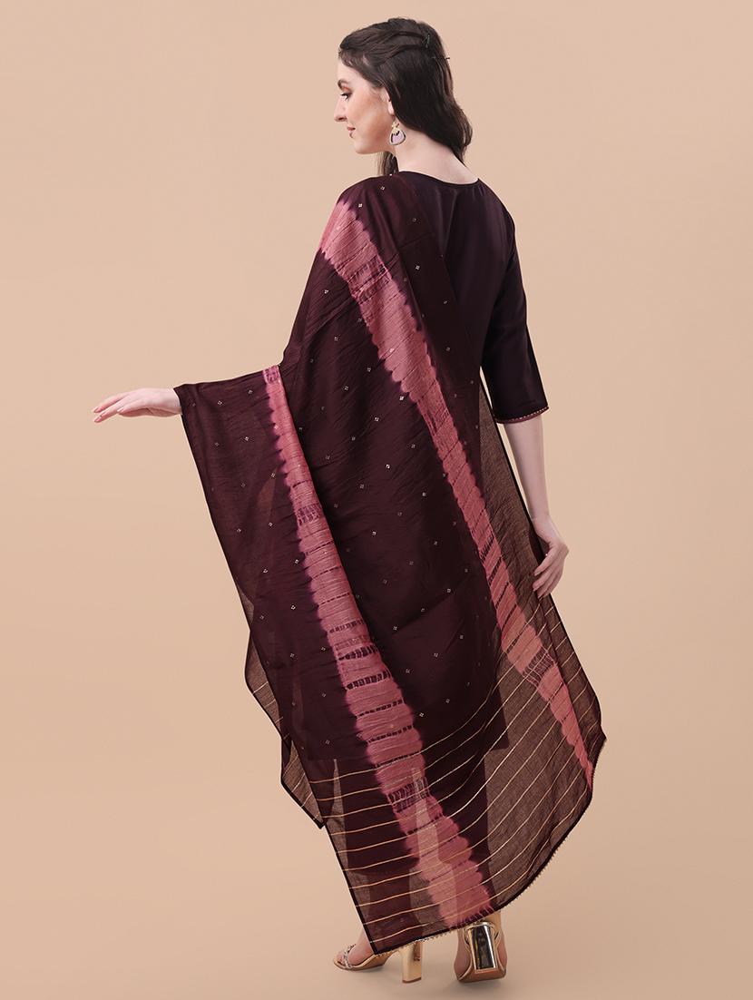 purple self design kurta & dupatta set - 21296012 - Standard Image - 2
