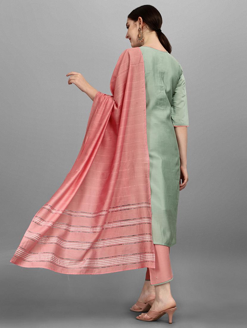 green self design kurta & dupatta set - 21296064 - Standard Image - 2
